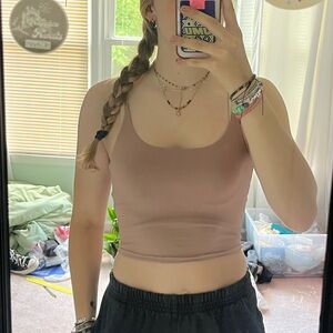 Brown/tan bungee strap tank top